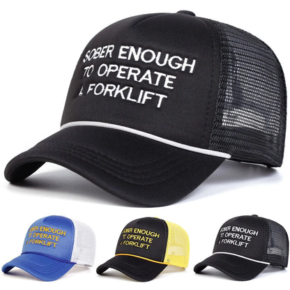 Retro Letter Embroidered Breathable Mesh Cap