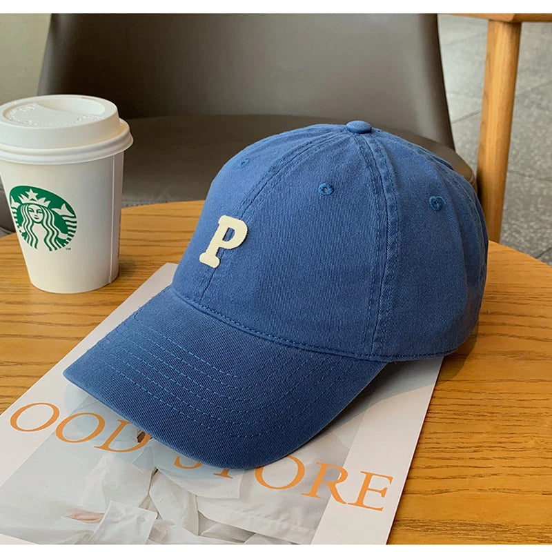 Unisex Letter P Embroidered Baseball Cap
