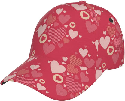Valentines Red Hearts Adjustable Baseball Cap