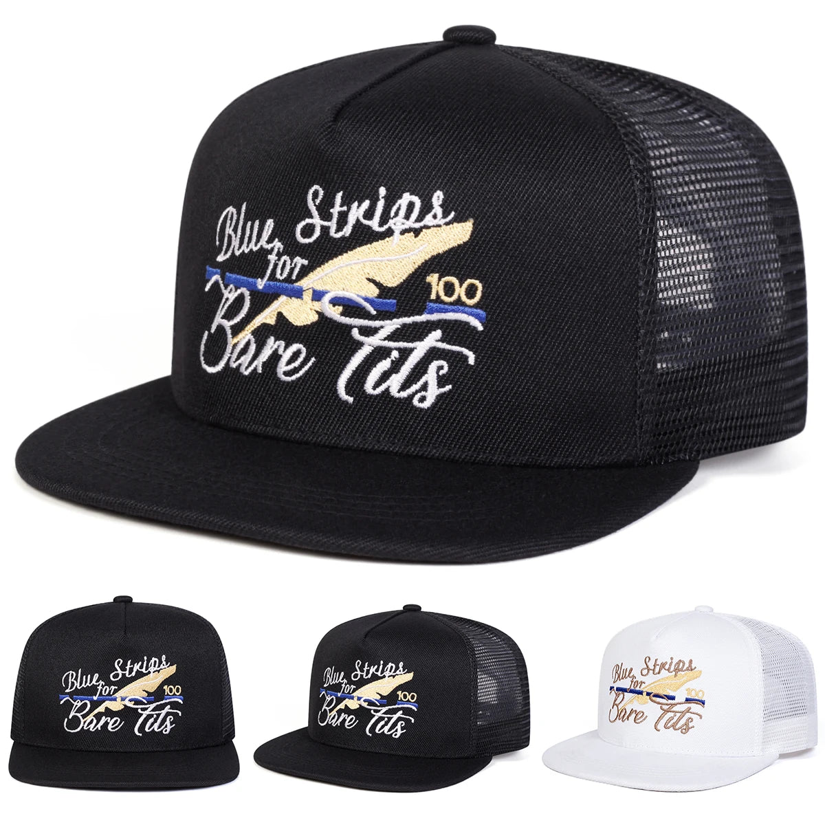 Blue Strips For Bare Tits Embroidery Snapback Cap