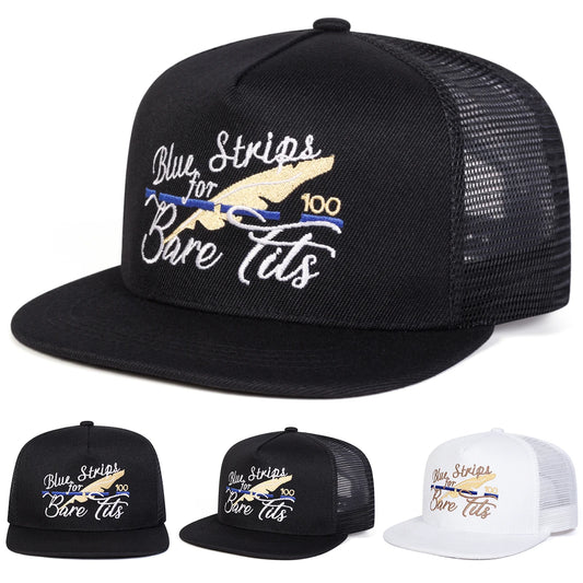 Blue Strips For Bare Tits Embroidery Snapback Cap