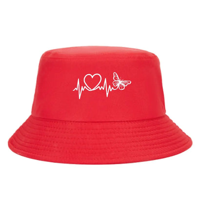 Heart And ECG Line Graphic Bucket Hat