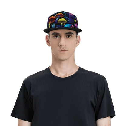 Fantasy Mushroom Print Flat Brim Baseball Cap