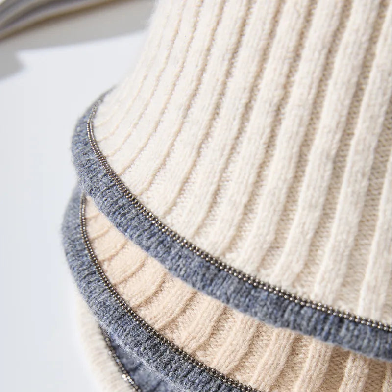 Knitted Wool Buckle Bucket Hat