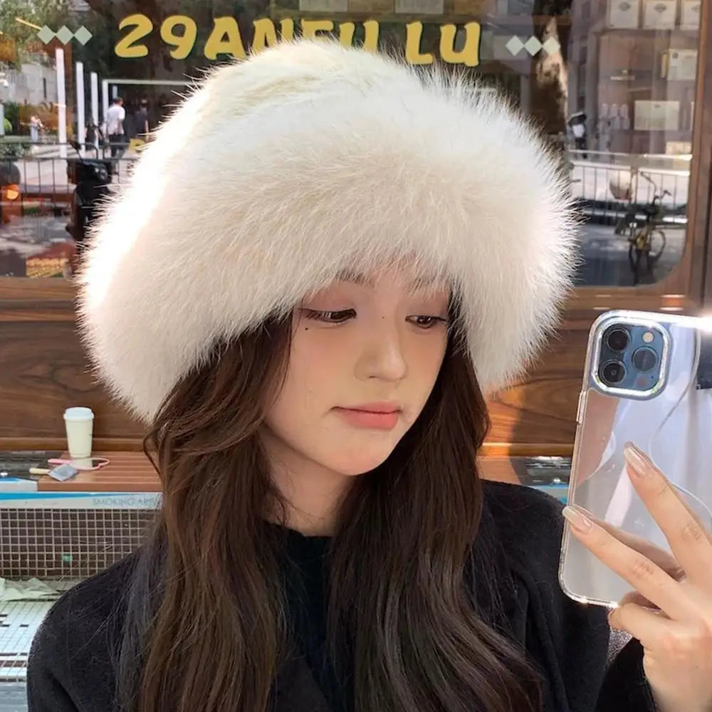 Women's Fluffy Faux Mink Fur Winter Bucket Hat