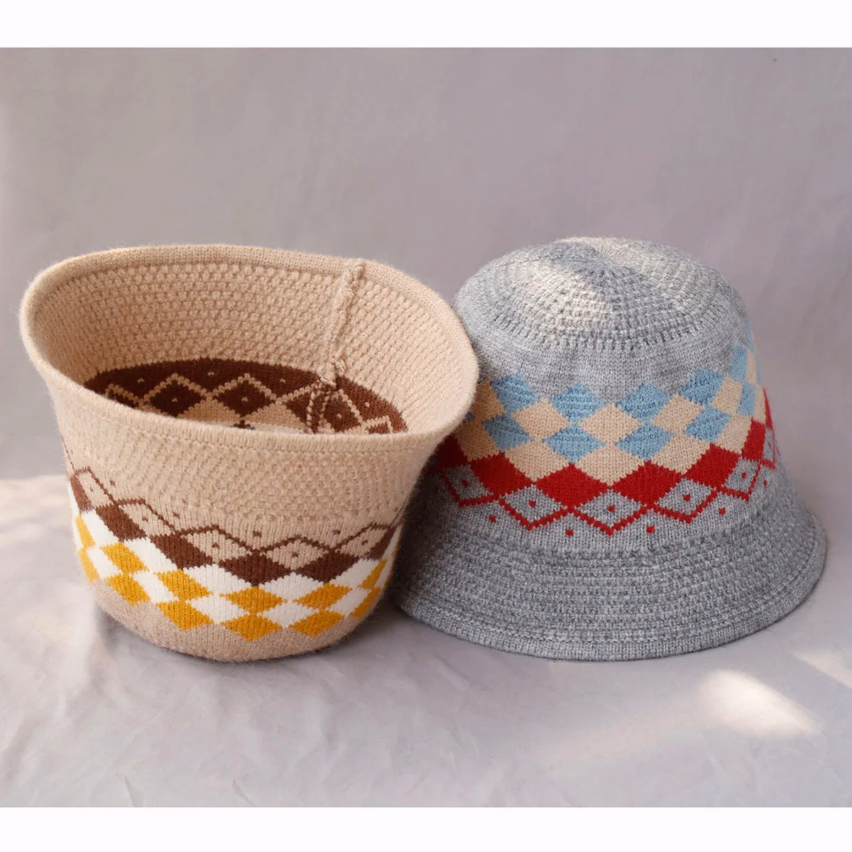 Women's Striped Wool Knitted Bucket Hat