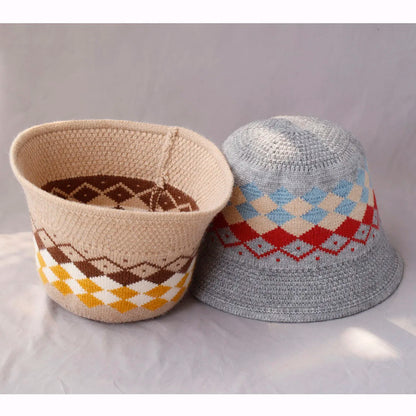 Women's Striped Wool Knitted Bucket Hat