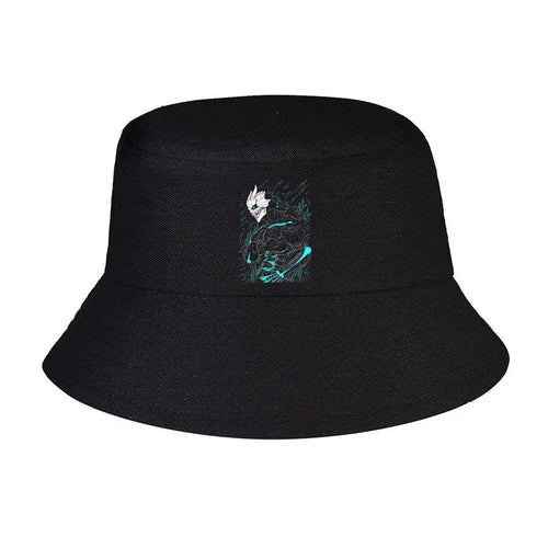 Turquoise Abstract Anime Character Line Art Bucket Hat