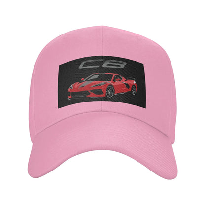 Red Chevy Corvette C8 Baseball Cap