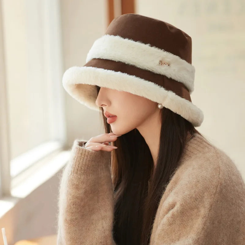 Women's Plush Bucket Hat with Ear Protection