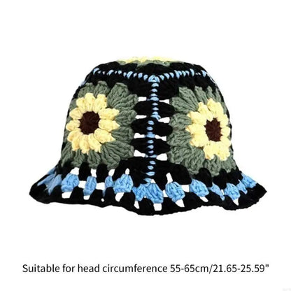 Summer Sunproof Crochet Flower Fisherman Bucket Hat