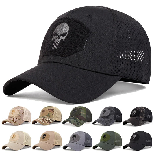 Unisex Skull Embroidery Baseball Net Caps