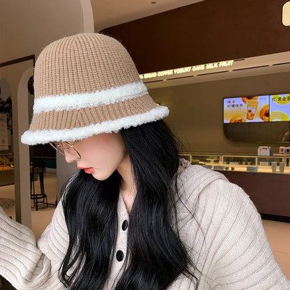 Women’s Color Block Fluffy Bucket Hat