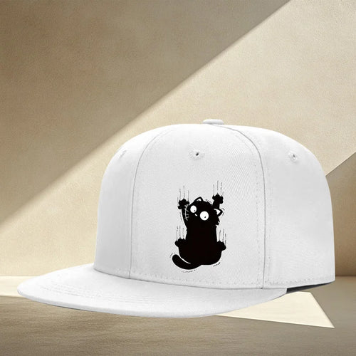 Scared Cat Graphic Streetwear Flat Brim Snapback Cap