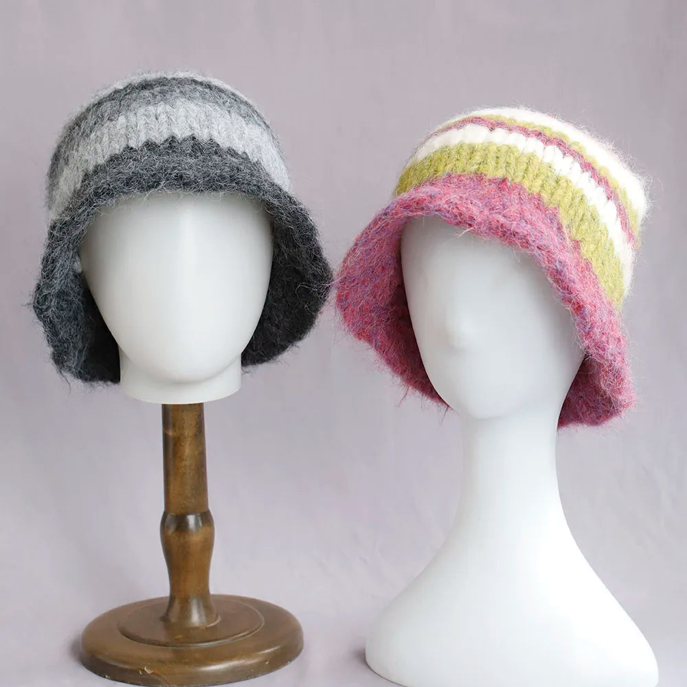 Korean Crochet Flower Winter Bucket Hat