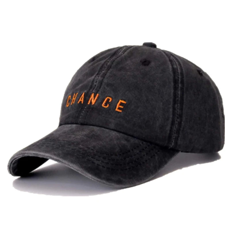 Unisex Washed Cotton Chance Letter Baseball Cap
