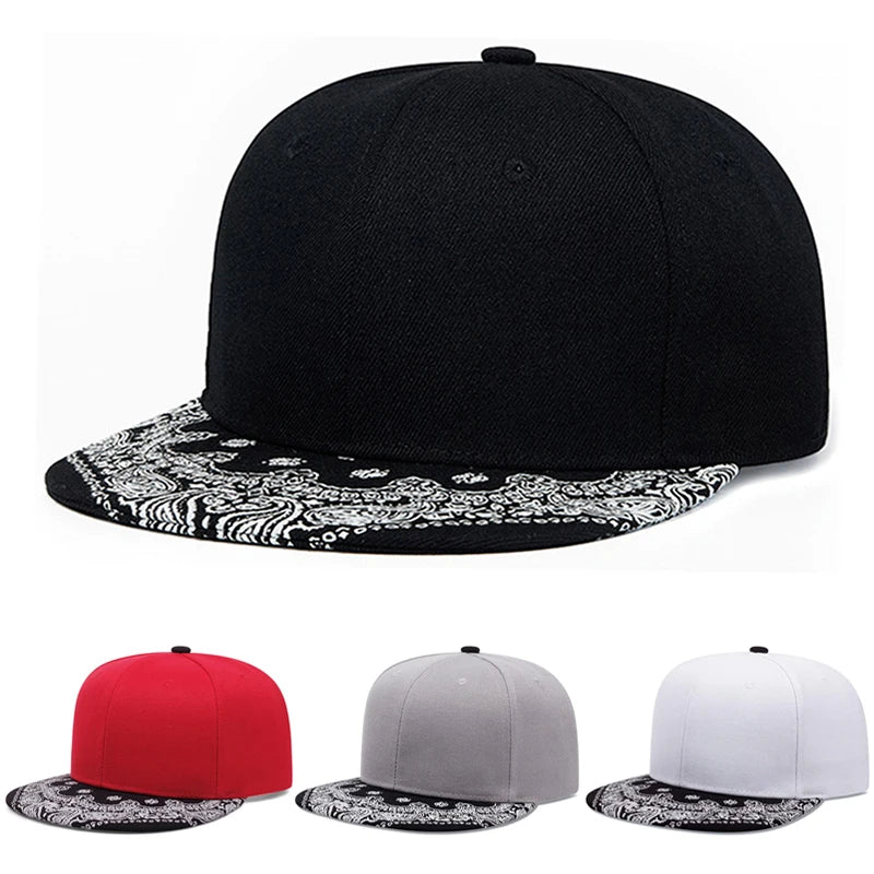 Unisex Paisley Printed Flat Brim Baseball Cap