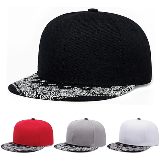 Unisex Paisley Printed Flat Brim Baseball Cap
