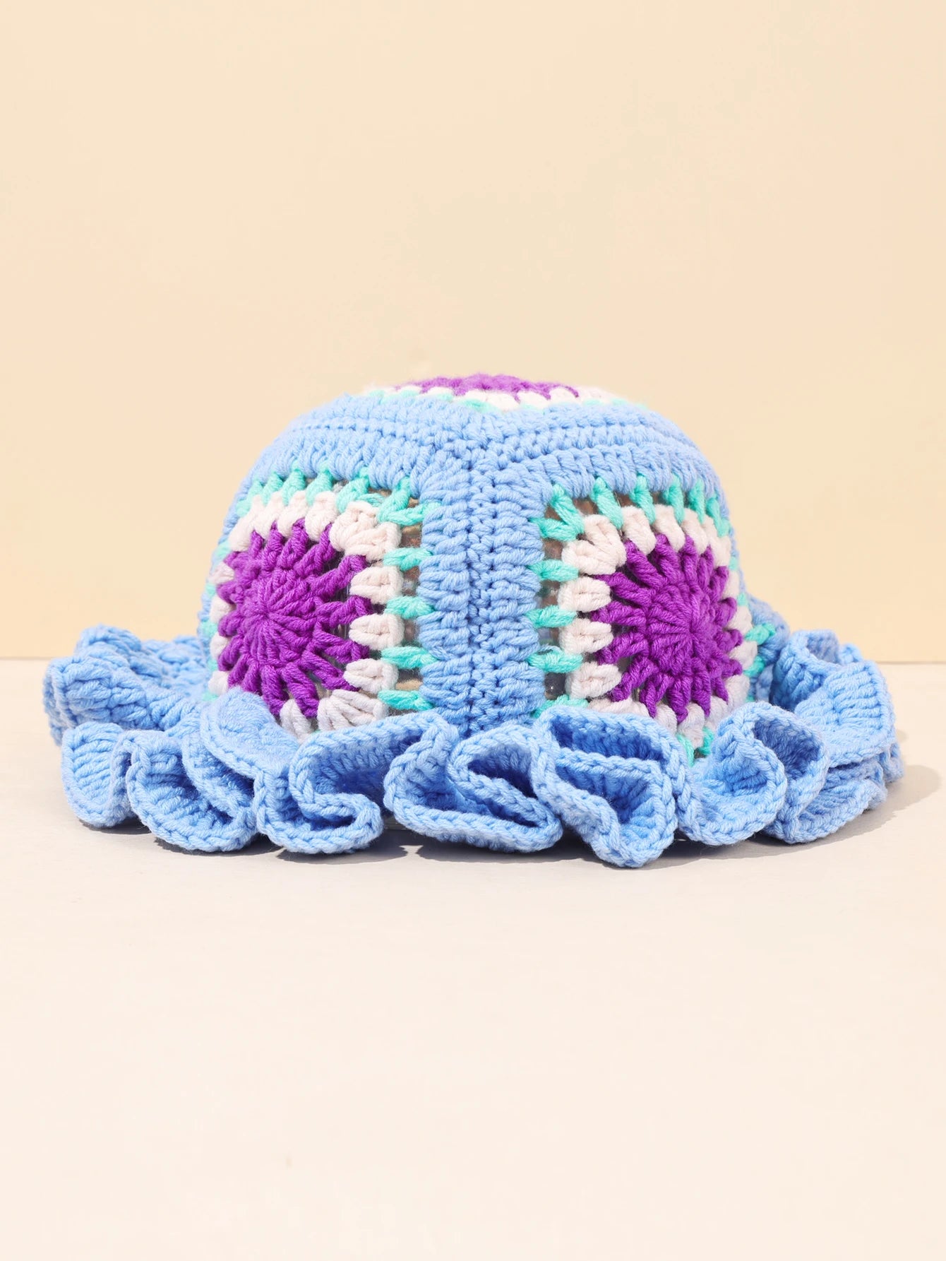 Retro Flower Patchwork Crochet Bucket Hat