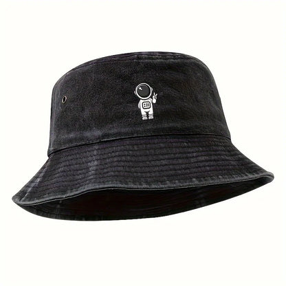 Astronaut Printed Vintage Fisherman Bucket Hat