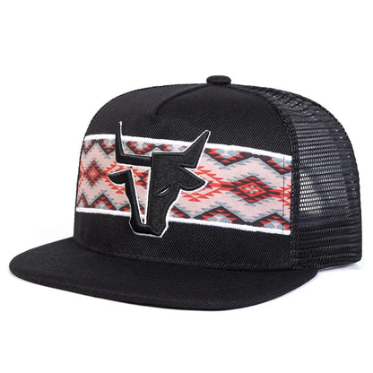 Unisex Personalized Bull Head Embroidery Hip-hop Net Hats
