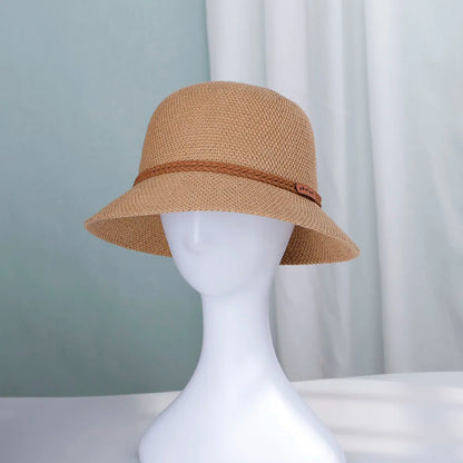 Women Foldable Straw Sun Bucket Hat