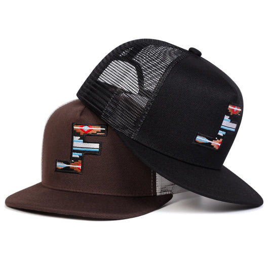 Unisex F Letter Embroidery Hip-hop Net Hats