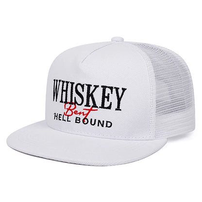 WHISKEY Embroidery Simple Mesh Snapback Cap 2025