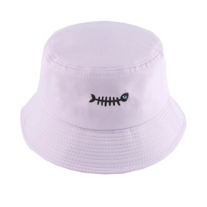 Fish Bone Embroidered Street Hip Hop Bucket Hat