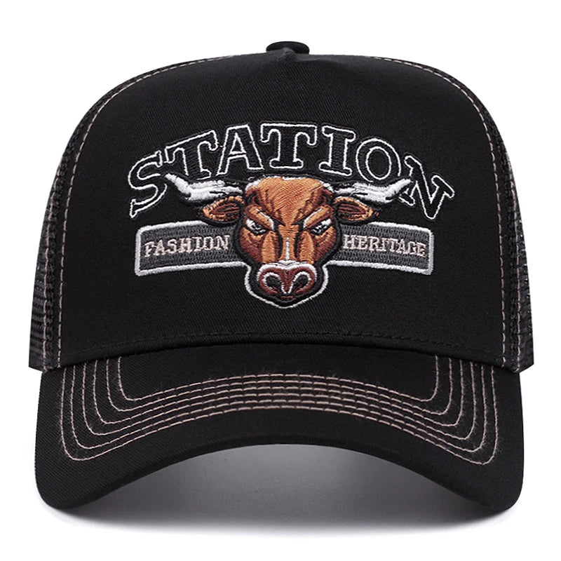 Station Bullhead Mesh Hip Hop Baseball Cap