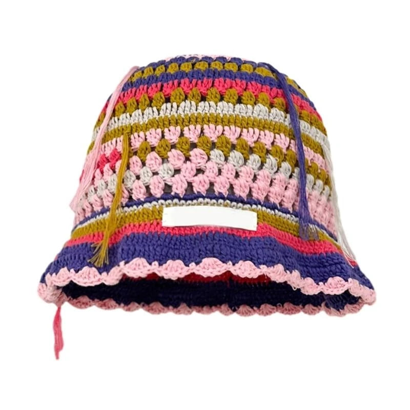 Lightweight Crochet Color Matching Girl Bucket Hat
