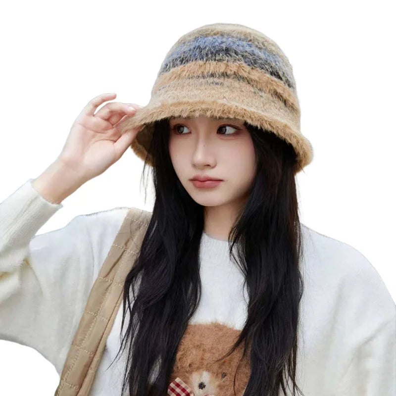 Gradient Plush Earflap Winter Bucket Hat