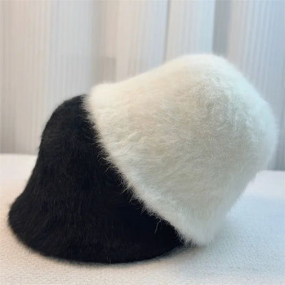 Rabbit Fur Knitted Winter Bucket Hat