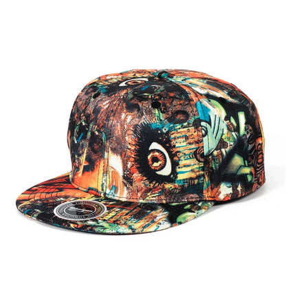 Graffiti Printed Flat Visor Snapback Hat
