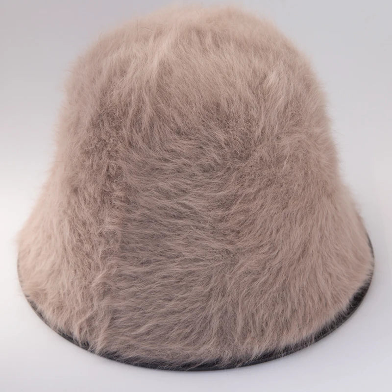 Faux Fur Plush Cloche Bucket Hat