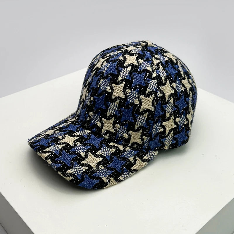 Warm Star Color Block Plush Baseball Cap