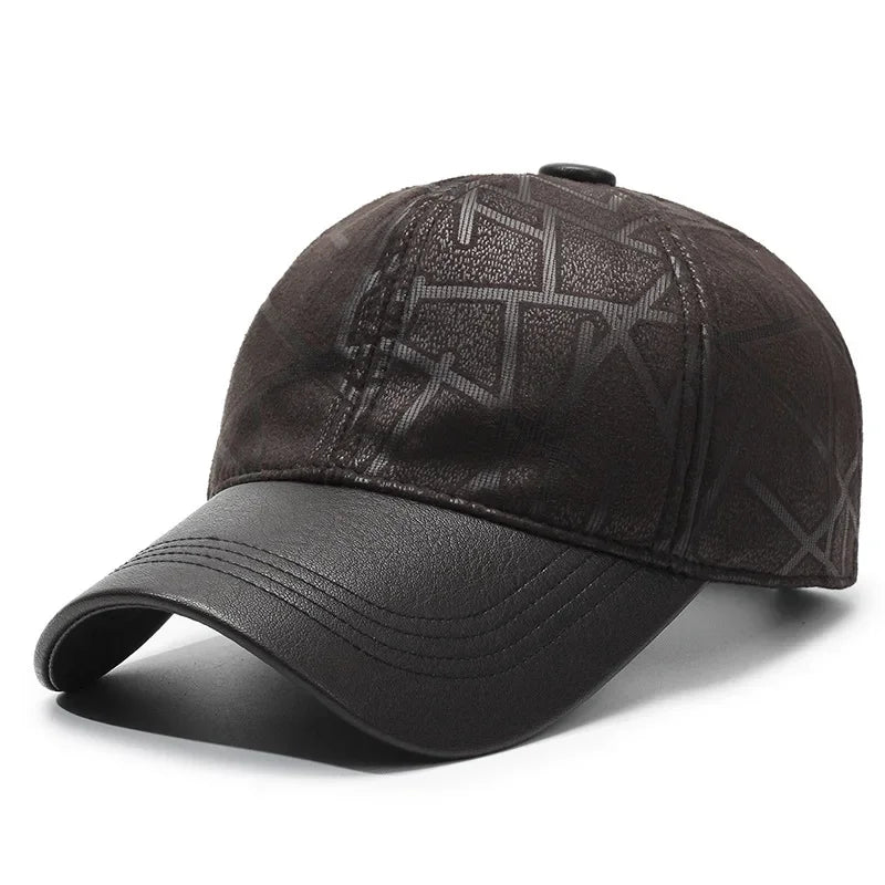 Classic Leather Winter Baseball Cap