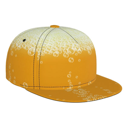 Hippie Yellow Beer Print Flat Brim Cap