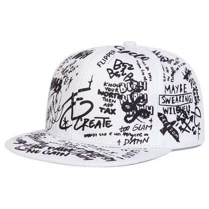 Unisex Black and white Letter Graffiti Printing Hip-hop Hats