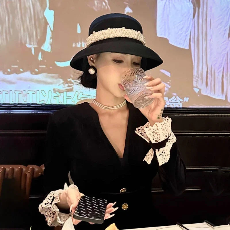 Hepburn Pearl Wide Brim Bucket Hat