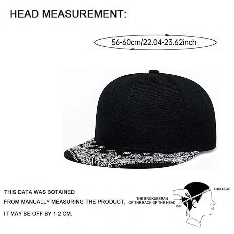 Unisex Paisley Printed Flat Brim Baseball Cap