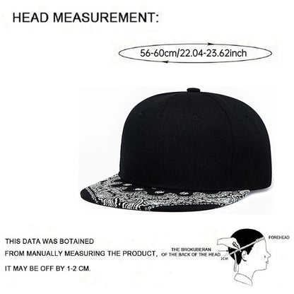 Unisex Paisley Printed Flat Brim Baseball Cap