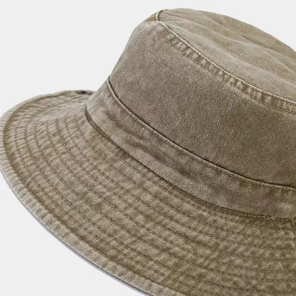 Men Big Brim Washed Outdoor Sunscreen Bucket Hat
