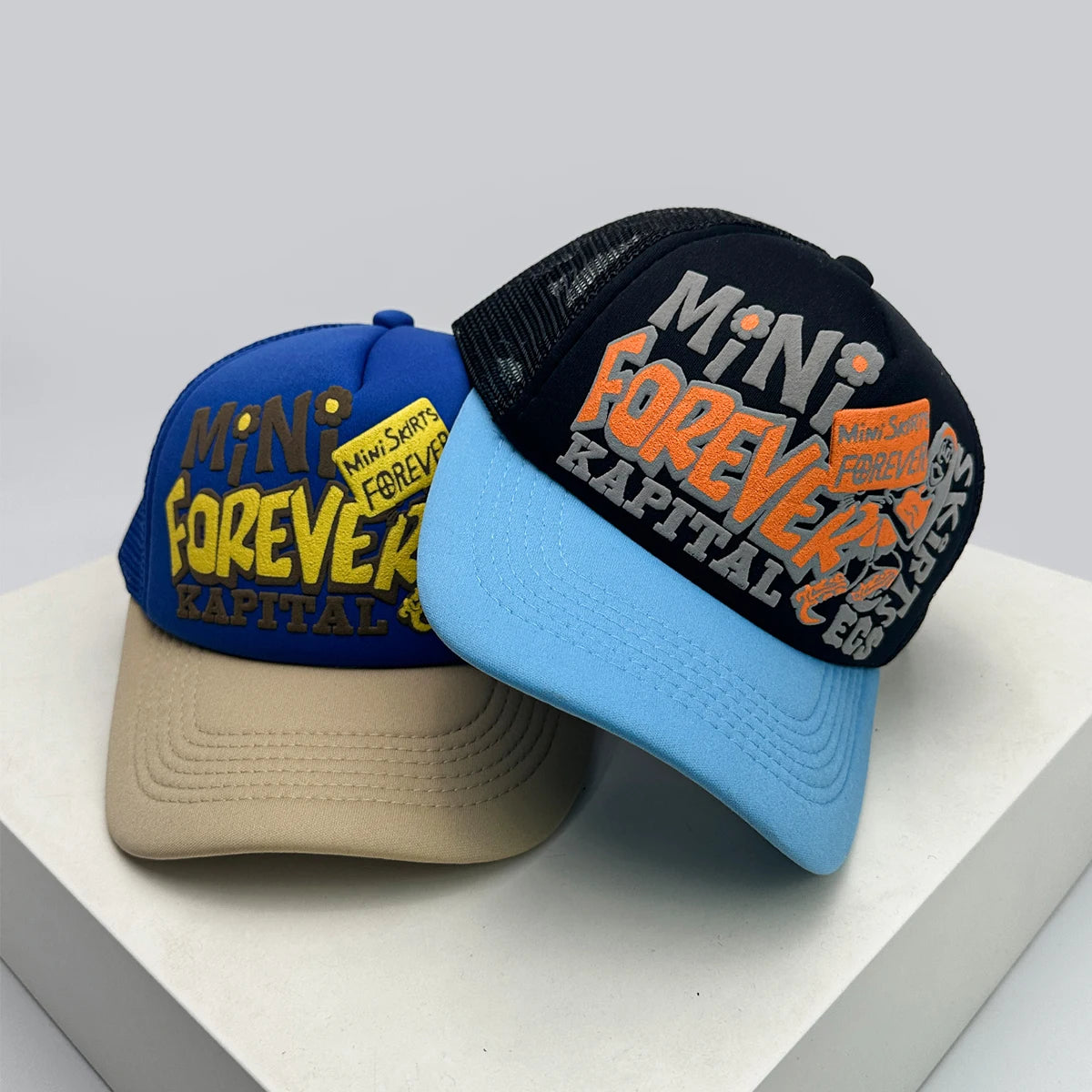 American Graffiti Letter Colorblock Trucker Baseball Cap