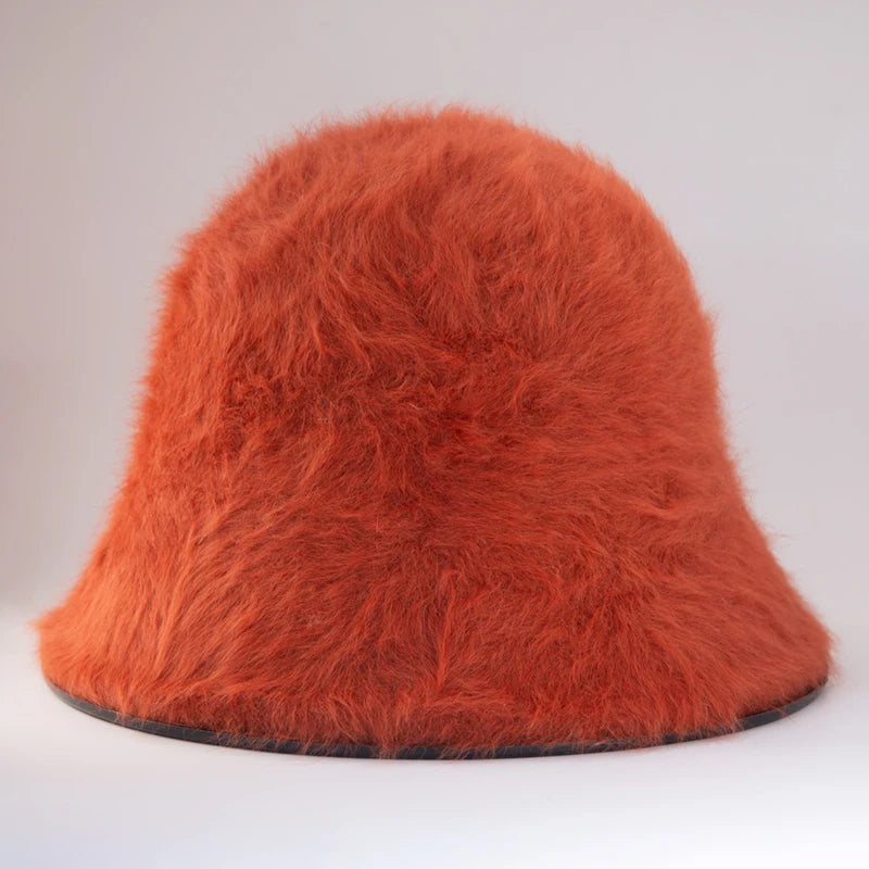 Faux Fur Plush Cloche Bucket Hat