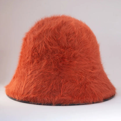 Faux Fur Plush Cloche Bucket Hat