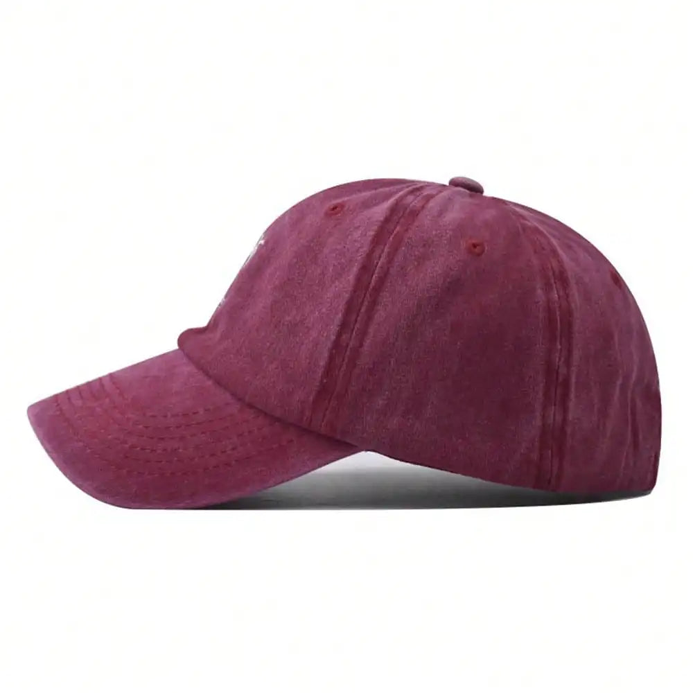 New Coconut Tree Embroidery Vintage Washed Baseball Cap