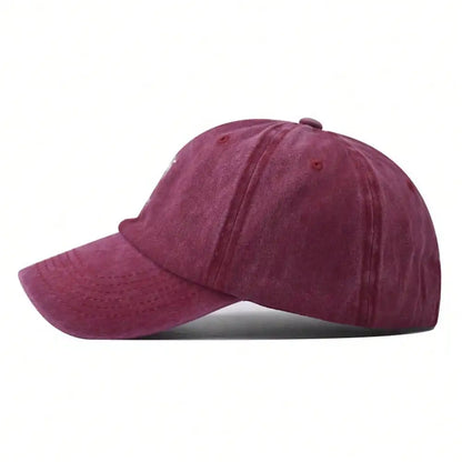 New Coconut Tree Embroidery Vintage Washed Baseball Cap