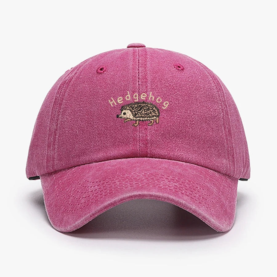 Mini Hedgehog Embroidery Vintage Cotton Baseball Cap