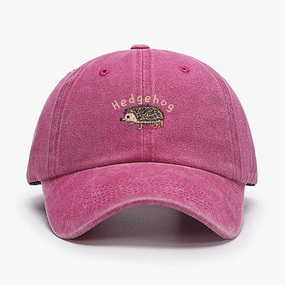 Mini Hedgehog Embroidery Vintage Cotton Baseball Cap